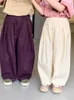 Trousers 2024 Spring New Children Cotton Baby Girls Solid Loose Wide Leg Pants Toddler Boys Versatile Casual Kids Clothes H240423