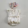 Endelar Baby Floral Rompers söta ruffles spetsar overaller nyfödda flickor kläder infantil baby flickor ärmlös romer jumpsuit 024m