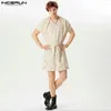 Shorts maschile Incerun 2024 American Style Mens Suitsuits Fashion Stripe Design Short Shorted Streetwear Rompers S-5xl