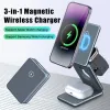 Laddare 15W Magnetic Wireless Charger Stand för Apple Samsung Galaxy Watch iPhone 14 13 12 Pro Max 3 I 1 Foldbar Fast Charging Station