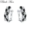 Kolczyki Czarne awn 2023 Klasyczna srebrna biżuteria Czarna spinel Stone Cute Studs For Women Bijoux Femme Boucles D'Oreilles I228