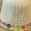 Berets Crochet Bucket Hat With Flower Decals Spring Floppy For Adult Teen Knitted Sun