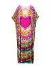 2024 Boho Printed Bikini Coverups Sexy Batwing Sleeve Maxi Dres Moroccan Kaftans Robe Beachwear Swimsuit Cover Up Q1450 240417