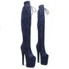 Dansskor Leecabe Suede 20cm/8inches Pole Dancing High Heel Platform Boots Open Toe