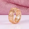 Groupes syoujyo vintage openwork 585 rose gol coulor ring women's exquise bijoux de mode naturel zirconia pavé de pavé complet anneau