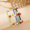 Strands Colorful Beaded Little Daisy Flower Bracelets for Women Girl Bohemian Handmade Elastic Beads Bracelet Pulseras Jewelry Wholesale