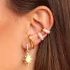 Boucles d'oreilles Tianded Gold plaqué Clip Elest Boucles d'oreilles pour femmes CZ Zircon Fake Piercing Ear Cuff Boucles d'oreilles Women 2022 Bijoux de mode en gros