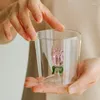Bicchieri da vino in vetro creativo 3D tazze trasparenti con manico tazze di caffè graziose bottiglie d'acqua per il calore di latte coupé regali festival
