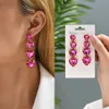 Dangle Chandelier Hot Pink Love Heart Resin Dangle Earrings For Women Luxury Trendy Romantic Valentine Jewelry Party Holiday Elegant Accessories d240323