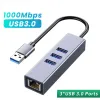 ハブ4 in 1 USBタイプCハブUSB C 1000MbpsからイーサネットLAN RJ45ネットワークカードアダプター