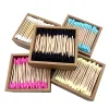 Medicamento 1000pcs color mix de cabeça dupla algodão swab bambu bastões de algodão brotos descartáveis algodão para maquiagem de beleza lavanderias no nariz limpeza