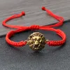 Strands Charm Lion Head Braided Bransoleta Linka Lucky Lover Mężczyźni Banles Bangly Nowa moda Regulowana ręcznie robione czerwone bransoletki sznurkowe