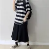 Женщины футболки Harajuku Goth Punk Stripe Print Print с коротким рукавом свободная одежда негабаритная футболка женские топы хип -хоп Tee 240411
