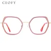 Lunettes de soleil Frames Ceofy 2024 Femmes Acetate Eyeglasses métalliques Cadre Retro Brand Design Prescription Myopie Optical High Quality