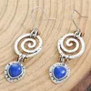 Charm Vintage Hollow Spiral Blue Stone Drop oorbellen voor vrouwen tribale sieraden metaal antieke zilveren kleur werveling etnische oorrang geschenken y240423