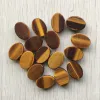 Beads High quality natural tiger eye stone oval cabochon cut faceted beads 13x18mm for jewelry accessories making free Wholesale 12pcs