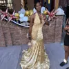 Seksowna kantar Gold Veet Rhinestone Dress Slay Slay Queen for Black Girl