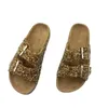 Slippers Women Diamond Sequins Square Buckle Sandals Summer Girls Street Cork Beach Flip Flops