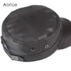 Aorice Genuine Leather Men Cap Hat Winter Hat de alta qualidade Homens de ovelha real Mulheres Chapéus de exército sólidos HL153-B 240323