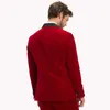 Garnitury męskie 2024 Red Notch Lapel Velvet Formal Wedding Suit for Men Groom Tuxedo Prom Blazers Hombre Wysokiej jakości 3 -częściowy zestaw Homme
