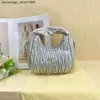 Factory High Quality Trend Brand Miuu Home Same Pleated Cloud Bag Fashion Rhombic Embroidery Dumpling Handbag One Shoulder Crossbody