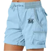 Tillbehör kvinnors lastshorts drottning tryckt sommar multi fickor strand shorts vandring rese golf fiske stretch kvinnlig plus storlek shorts