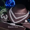 أقراط القلادة مجموعة Beaqueen 4pc Zircon Brilliant Cubic Big 2 Jewelry for Women Dubai Saudied Bress Prety JS413