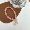 Strands Pink Crystal Pulsera de piedra natural Reiki Pulseras de energía Strand brazaletes para mujeres Bendición de bendición de salud Joyería de pulsera