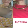 Halsketten Ingesight.z übertrieben klobig gestreifte Flachschlangenkragen Halskette Frauen Vintage Gold Farbe Afrikanischer Stamm Weitem Metallhalshals