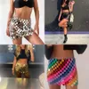 Veja Sexy através de lantejoulas mini -sskirt para mulheres elegantes e sólidos de baixo curto
