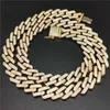Aimant pour hommes 14 mm chaîne cubaine rectangulaire exagérée imitation imitation or colored diamant miami collier hip-hop en forme de serpent