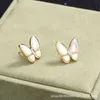 Boucles d'oreilles papillon de style classique de qualité supérieure Fanjia Sterling 925 Frillaria Shell Super immortel Luxury High Grade Simple