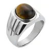 Solitaire Ring smycken Mens Simple Design Oval Tiger Eye For Women 14k Gold Fashion Finger Band Golden Color Rings Male Drop Delivery Dh9xn