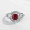 Ringar Tongzhe Luxury Brand Red CZ Wedding Rings for Women Halo Solitaire 925 Sterling Silver Rings Indian Smyckesjubileum