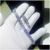 الأساور الجديدة وصول المجوهرات الفاخرة 925 الجنيه الاسترليني Sier Pave White Tapphire Cz Gemstones Women Charm Bridal Bangle Drop Delive Otn1i