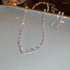 Necklace Earrings Set Elegant Geometric Zircon Choker Sets Wedding Bride Accessories
