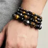 Brins Bracelet d'hématite noire Tiger Eye Stone Beads Bracelets For Women Men Loss Perte Health Care Magnétique Protection d'âme