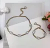 Dangle Chandelier Fashion Fashion Jewelry Piece Chain Rhinestone Necklace Bracelet Plated 14K Neckchain5822306