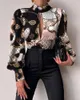 Women's Blouses Fashion Women Sexy Backless Top Hollow Print Shirts Party Crop 2024 Spring Casual Long Sleeve Office Ladies And Tops