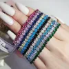 Strands Rose Gold Silver Color 3mm 4mm 5mm Pink Blue Green Red Tennis Bracelet Bangle for Women Wedding Fashion Jewelry Party Gift S4777