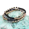 Brins 27 Color Elastic Femmes Bracelets Small Rose Or rose Sluerver Square acrylique Hématite à facettes Perles de cristal Bracelet Lady BC324