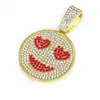 NOUVEAU COLORD DIAMANT FULL SOURING SOURING COEUR RED Collier Eye Collier Hip-Hop Chaîne Pullage polyvalent Grand Pendant