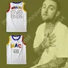 Aangepaste naamnummer Heren Jeugd/Kids Mac Miller 92 Wit basketbaltrui Top gestikt S-6XL