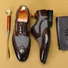 Dress Shoes Vintage Fashion Men Pointed Toe Faux Leather Footwear Solid Color Casual Comfortable Business Office Wedding 2024