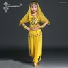 Sahne Giymek Çocuklar Göbek Dans Kostümleri Set Oryantal Kızlar Dancing India Giysileri Bellydance Çocuk