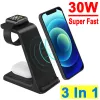 Ładowarki 30W 3 na 1 stojak do ładowarki bezprzewodowej dla iPhone'a 14 13 12 11 8 X Apple Watch 7 8 IWatch Airpods Pro Fast Charging Dock Station