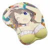 Mouse pads O pulso repousa Minori Anime 3D Oppai Mouse Pad Rest Rest Y240423