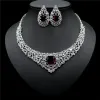 Halsketten 2020 Hochzeit Schmuck klare CZ Kristall Halskette Ohrringe Set für Frauen Hochzeit rote Braut Dubai Schmucksets