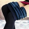 Frauen Winter warme Leggings elastische hohe Taille plus samtig dicke künstliche schlanke Stretchhose