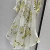 밀라노 활주로 드레스 2024 새로운 봄 여름 목막 긴 소매 패션 디자이너 드레스 브랜드 같은 스타일 드레스 0423-5